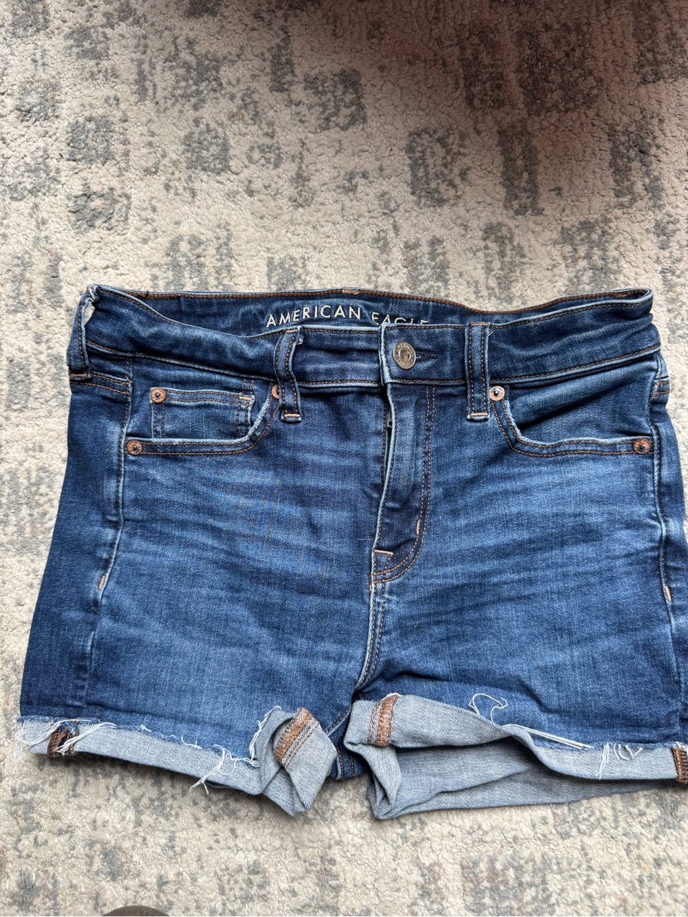 American Eagle Outfitters Dark Blue Rolled Cuff Denim Shorts